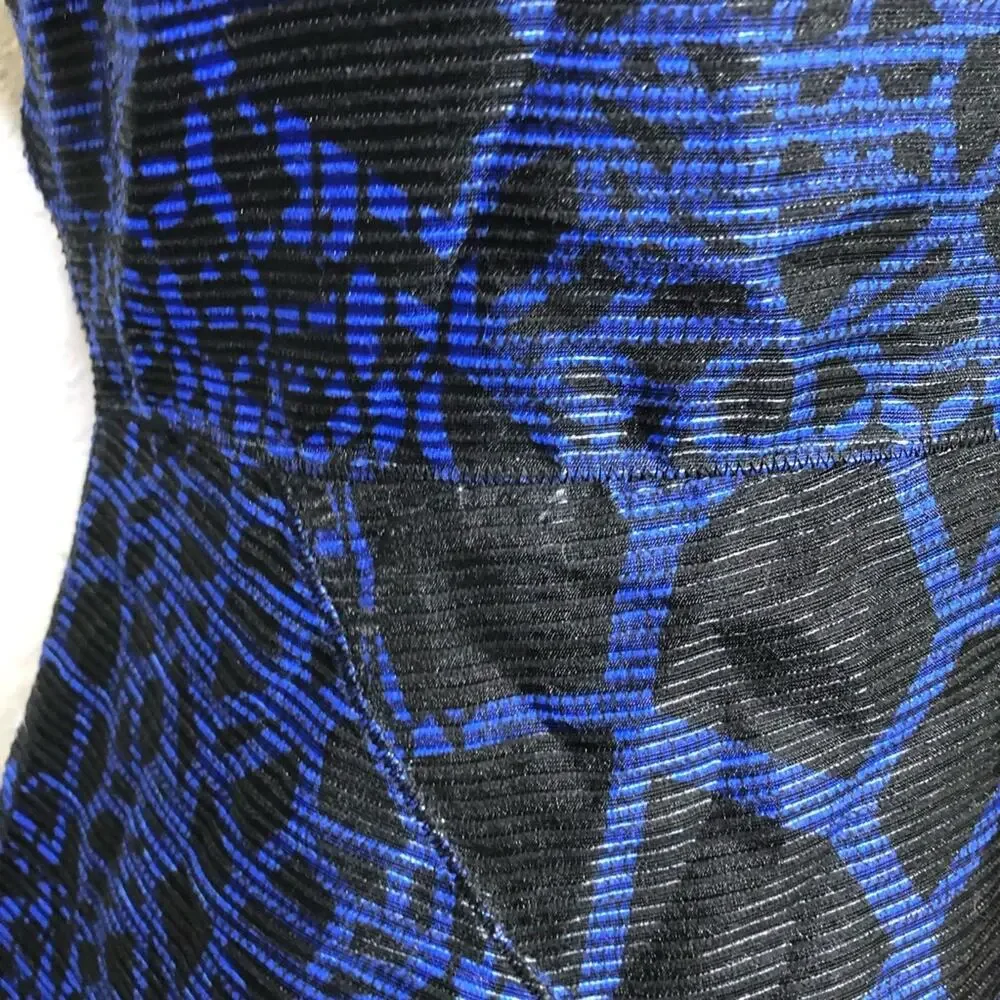 Elie Tahari Eloise blue black sheer overlay sleeveless dress size 4 NWT flawed